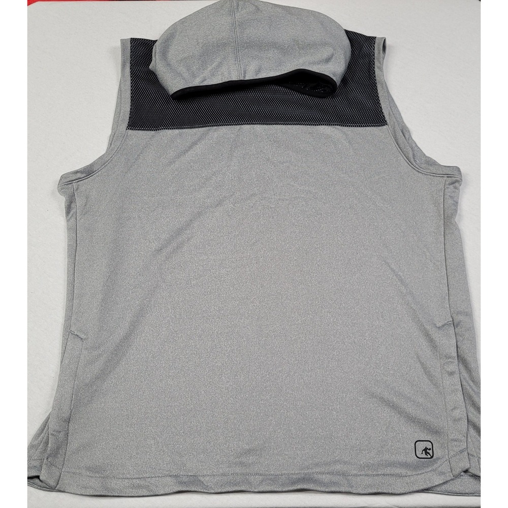 AND1 Men's XL Sleeveless Hoodie French Terry Gray Black Mesh Accent Athletic